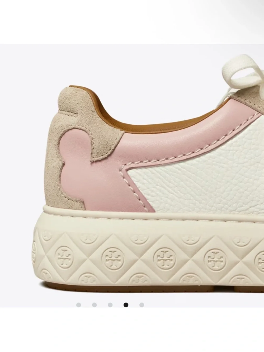 Tory Burch Ladybug Leather Sneakers with Pink & Tan Accents
